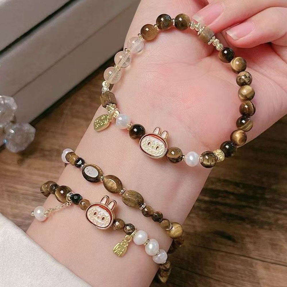 2PCs Handmade Beaded Labubu Bracelet-Labubu Jewelry-Great Girls Gift-Cute Bunny - Picture 2 of 9